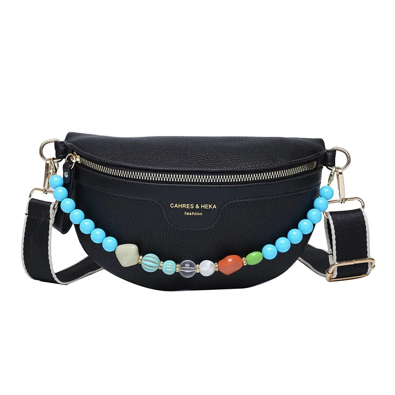Beaded Chain Waist Bag Phone Pack Purse for Women Shoulder Chest Bags Fanny Pack