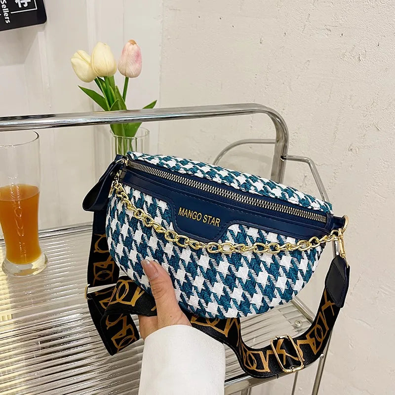 Women's Chain Chest Waist Bag Sling Crossbody Bag