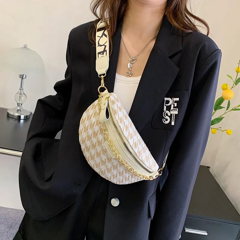 Women's Chain Chest Waist Bag Sling Crossbody Bag