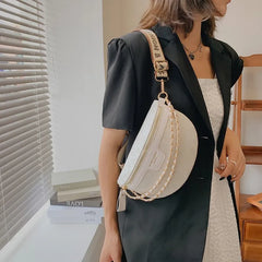Women's Chain Belt Bag Lady Chest Sling Crossbody Bag