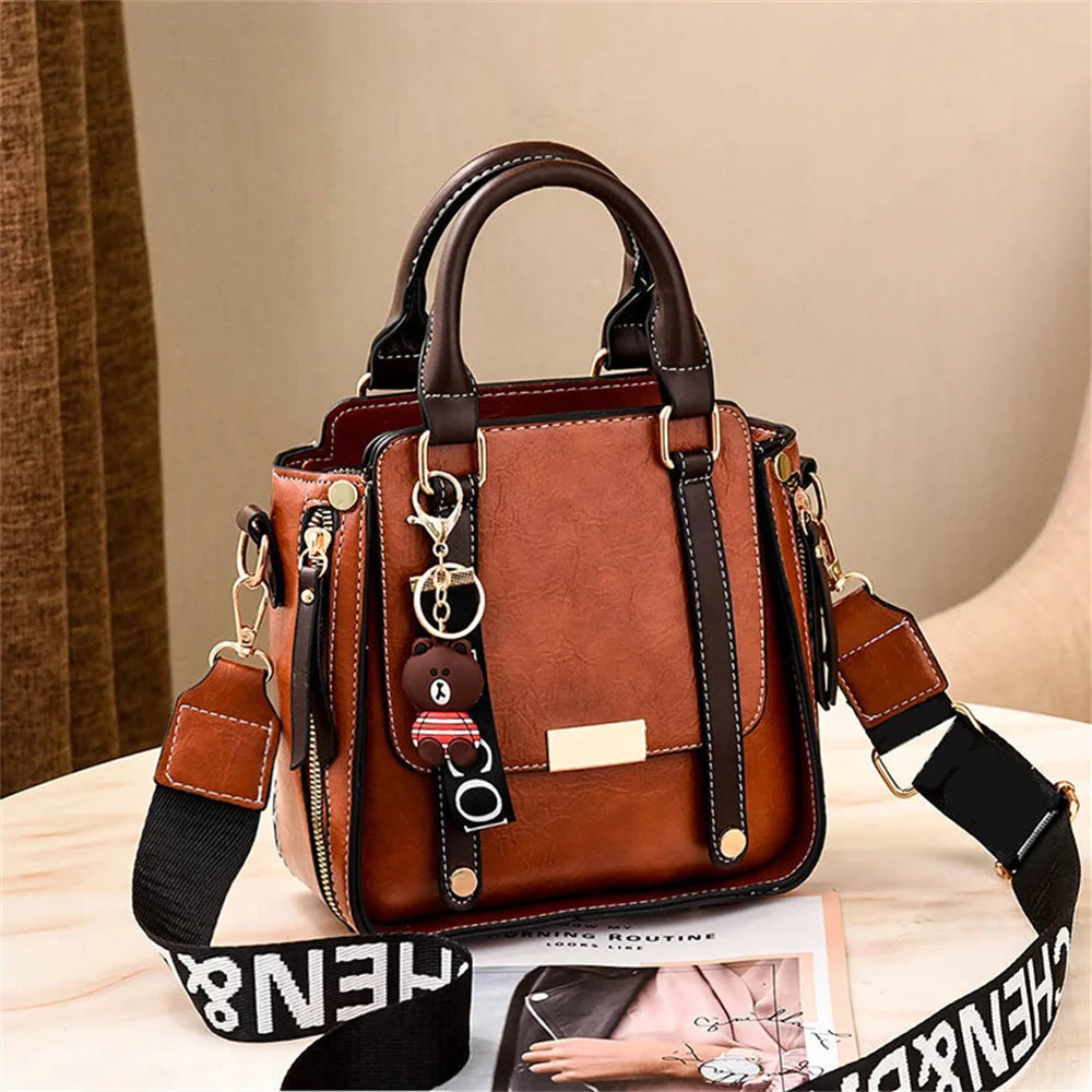 Crossbody Messenger Bag Women's PU Leather Tote Shoulder Handbag