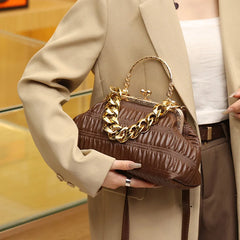 Thick Chain Shoulder Bag Metal Top-Handle Crossbody Tote