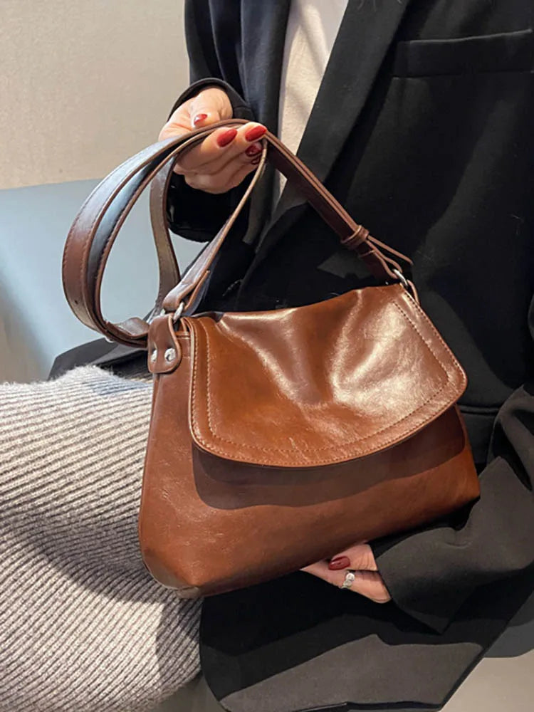 Soft Pu Leather Crossbody Bag Solid Shoulder Commuter