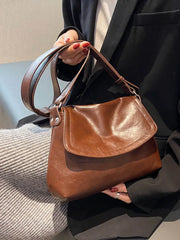 Soft Pu Leather Crossbody Bag Solid Shoulder Commuter