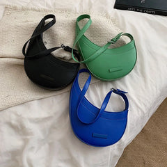 Moon Shape Shoulder Bag PU Leather Handbag Purse Irregular Underarm Hand Bag