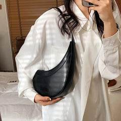 Moon Shape Shoulder Bag PU Leather Handbag Purse Irregular Underarm Hand Bag
