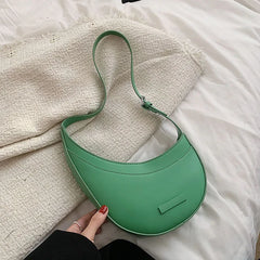 Moon Shape Shoulder Bag PU Leather Handbag Purse Irregular Underarm Hand Bag