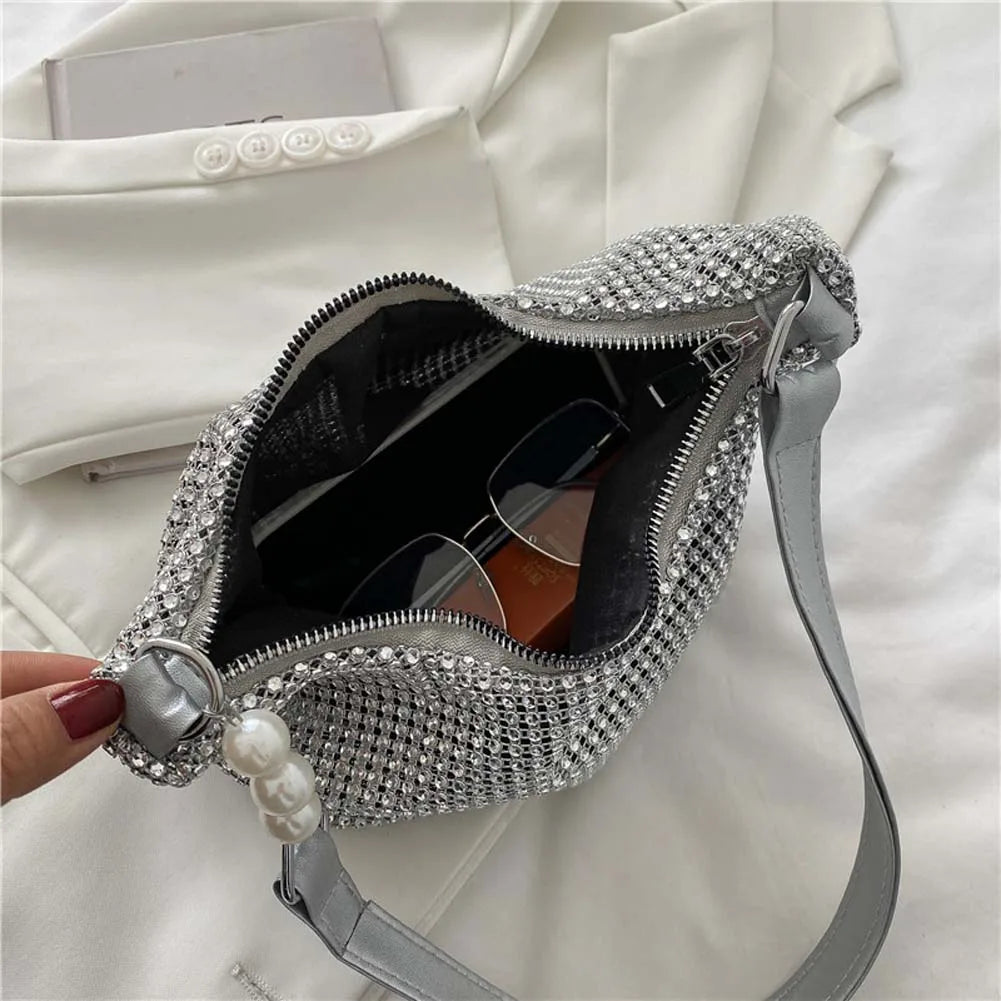 Evening Clutch Bag Rhinestones Silver Crystal Wedding Purses and Handbag