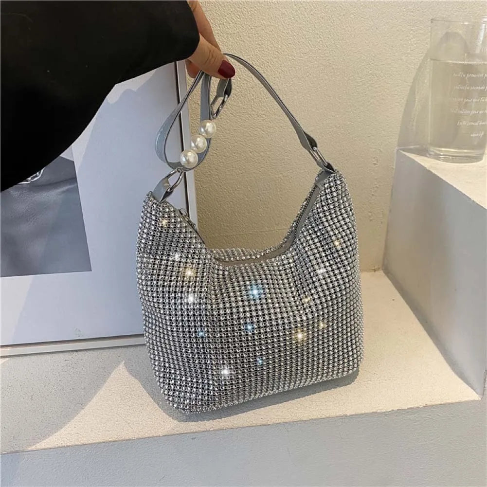 Evening Clutch Bag Rhinestones Silver Crystal Wedding Purses and Handbag