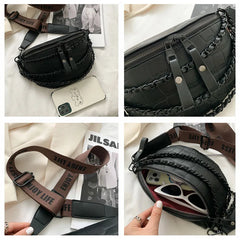 Stone Pattern Leather Waist Bag For Women