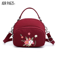 Flower Shoulder Bag Women Small Nylon Tote Top-handle Crossbody Bag