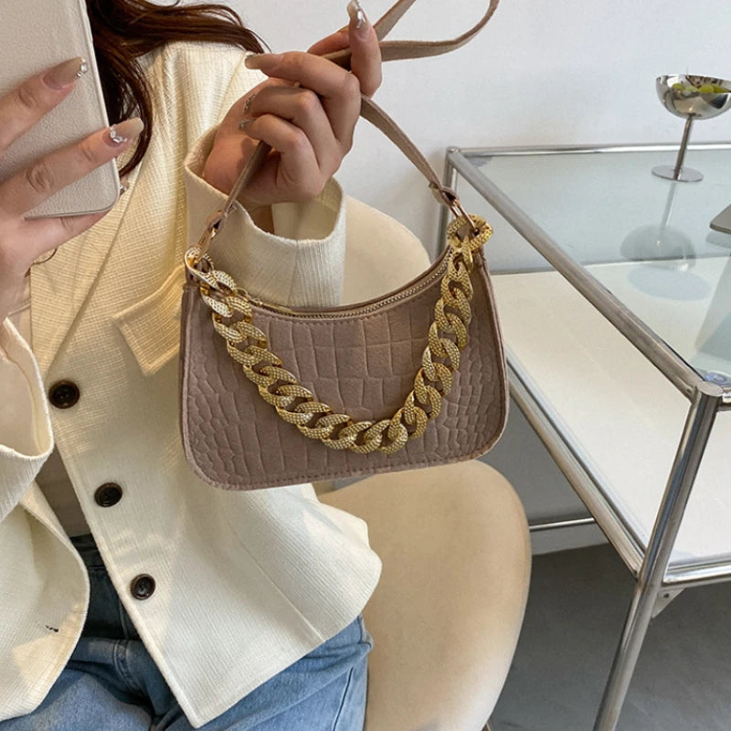 Metal Chain Shoulder Bag Diamond Clutch Bags