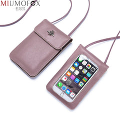 Lady Phone Bag Transparent Touch Screen Long Wallet Leather Women Crossbody Bag