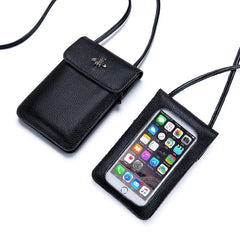 Lady Phone Bag Transparent Touch Screen Long Wallet Leather Women Crossbody Bag