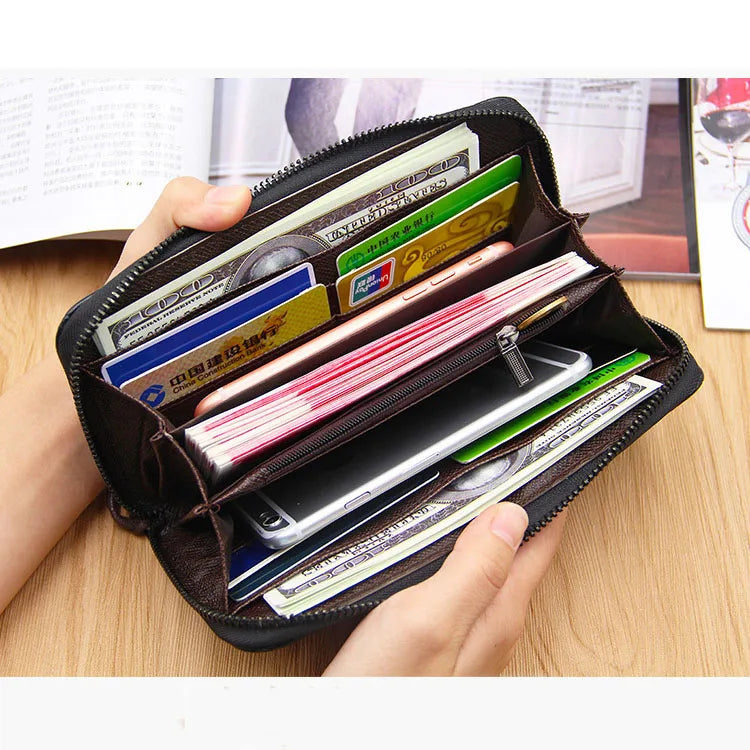 Men's Leather Wallet with Wrist Strap Clutch