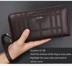 Men's Leather Wallet with Wrist Strap Clutch