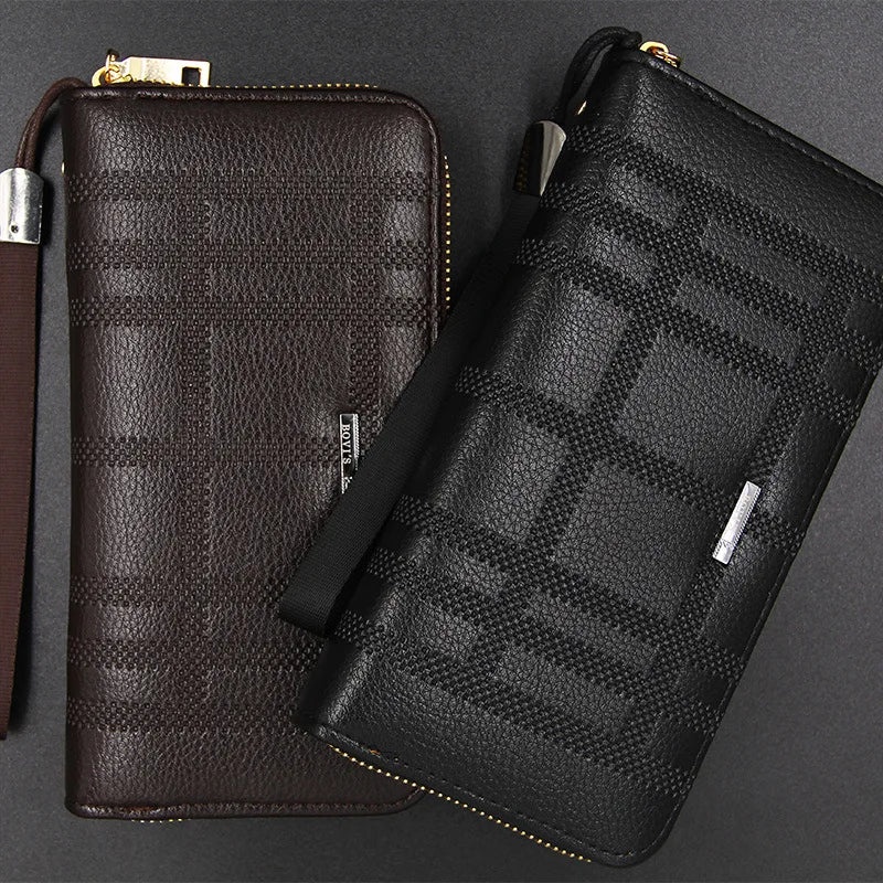 Men's Leather Wallet with Wrist Strap Clutch