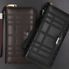 Men's Leather Wallet with Wrist Strap Clutch