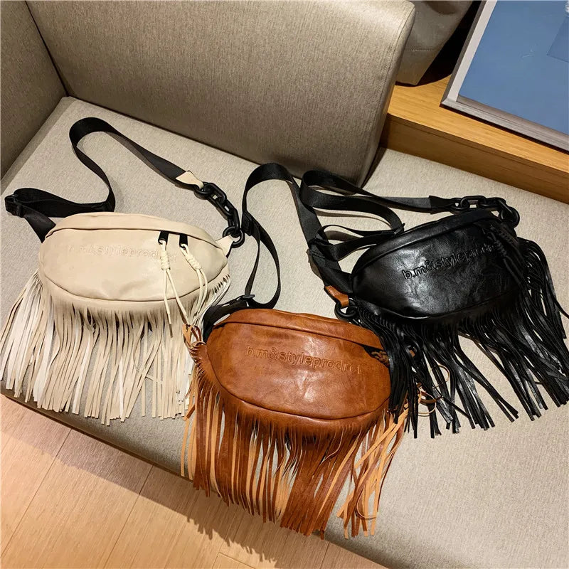 Saddel Tassels Crossbody Bag Women Tote Handbag Purses Messenger Bags