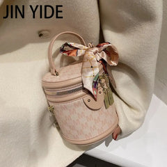 Winter High PU Leather Women's Handbag Cylinder Shoulder Bag
