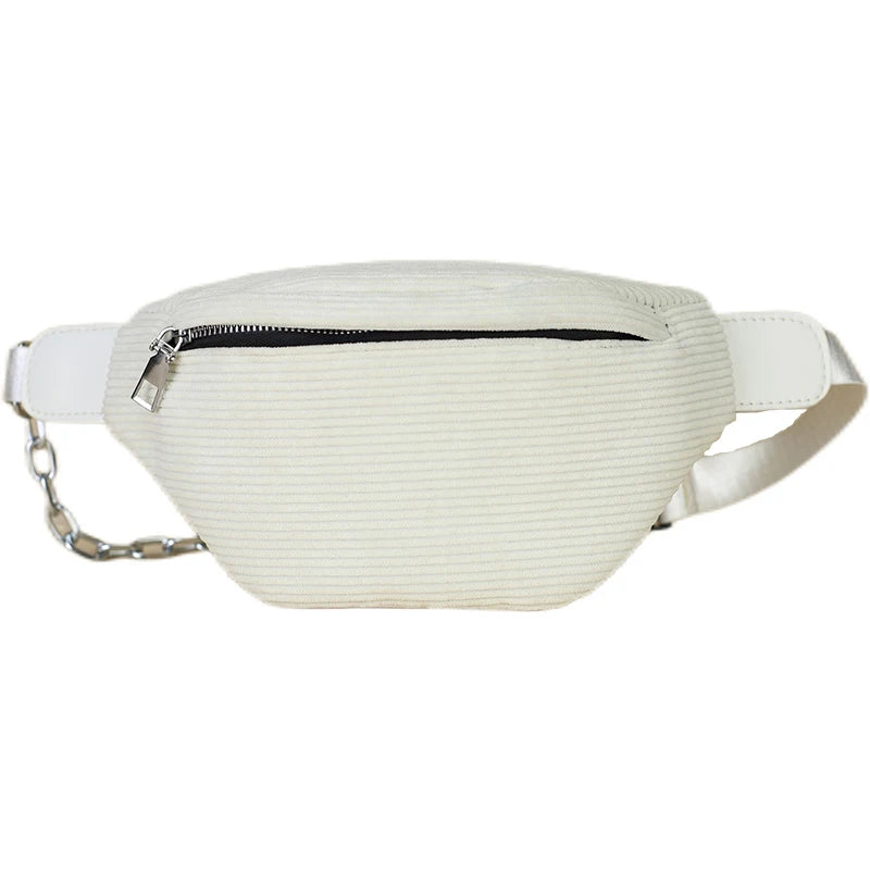 Corduroy Fanny Pack Female Chest Bags Belt Bag Women's