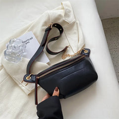Leather Waist Bag Women Fanny Pack Female Chest Belt Bag