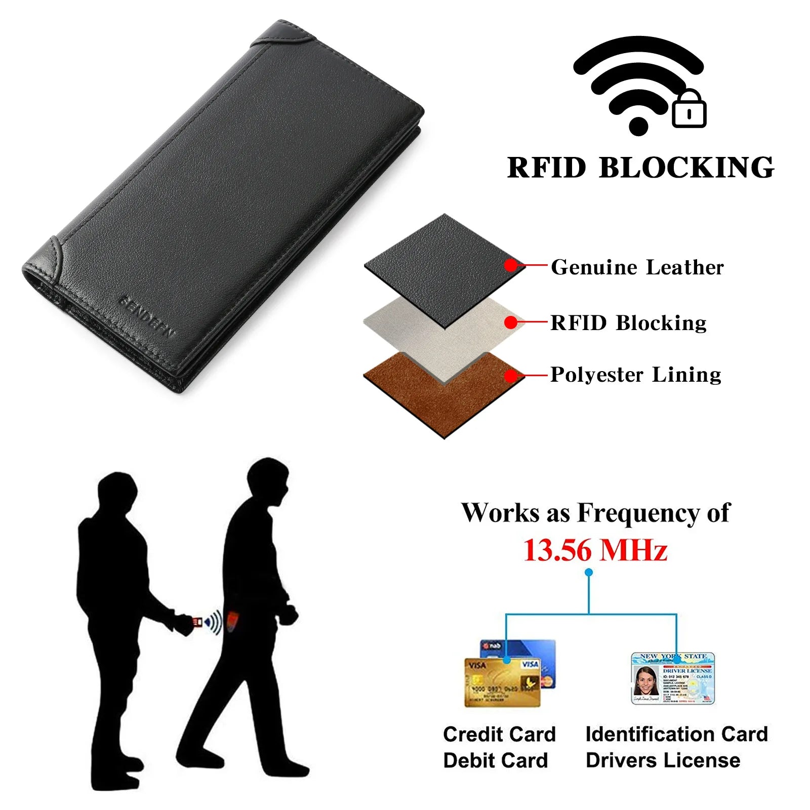 Top Men Leather Wallets Purse Clutch Money Bag
