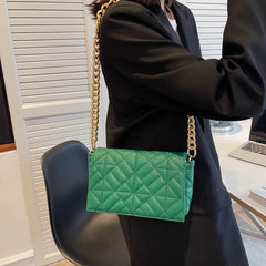Silver Leather Chain Shoulder Bag for Women