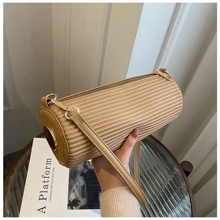 Striped Shoulder Bag PU Leather Handbag Spring Female Messenger