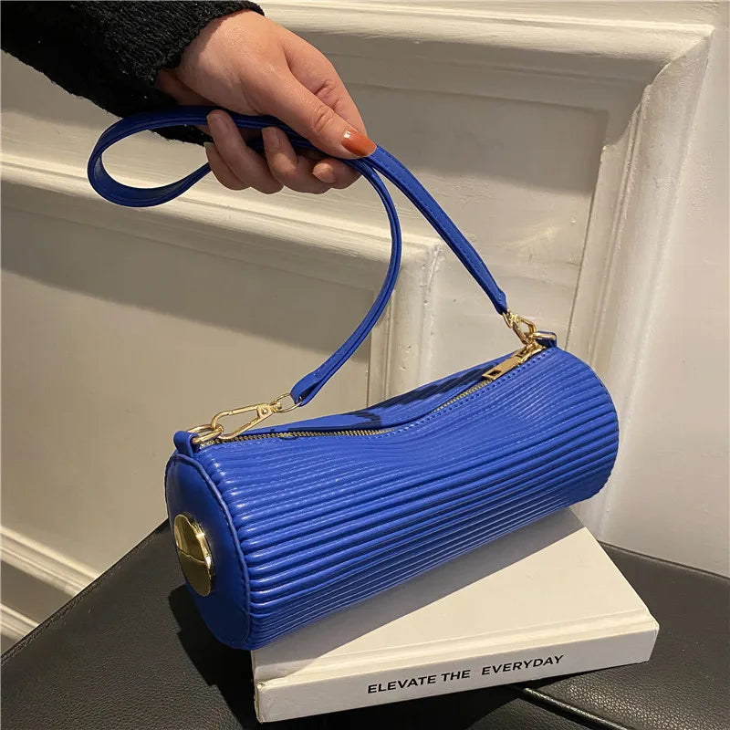 Striped Shoulder Bag PU Leather Handbag Spring Female Messenger