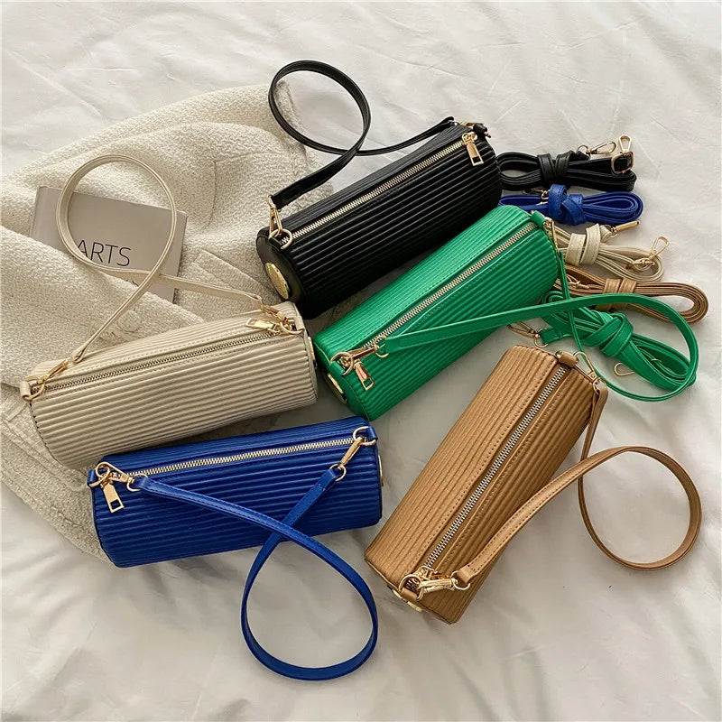 Striped Shoulder Bag PU Leather Handbag Spring Female Messenger