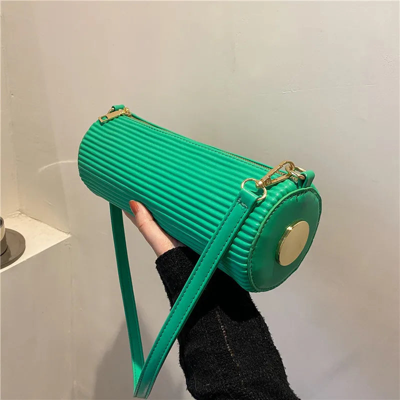 Striped Shoulder Bag PU Leather Handbag Spring Female Messenger