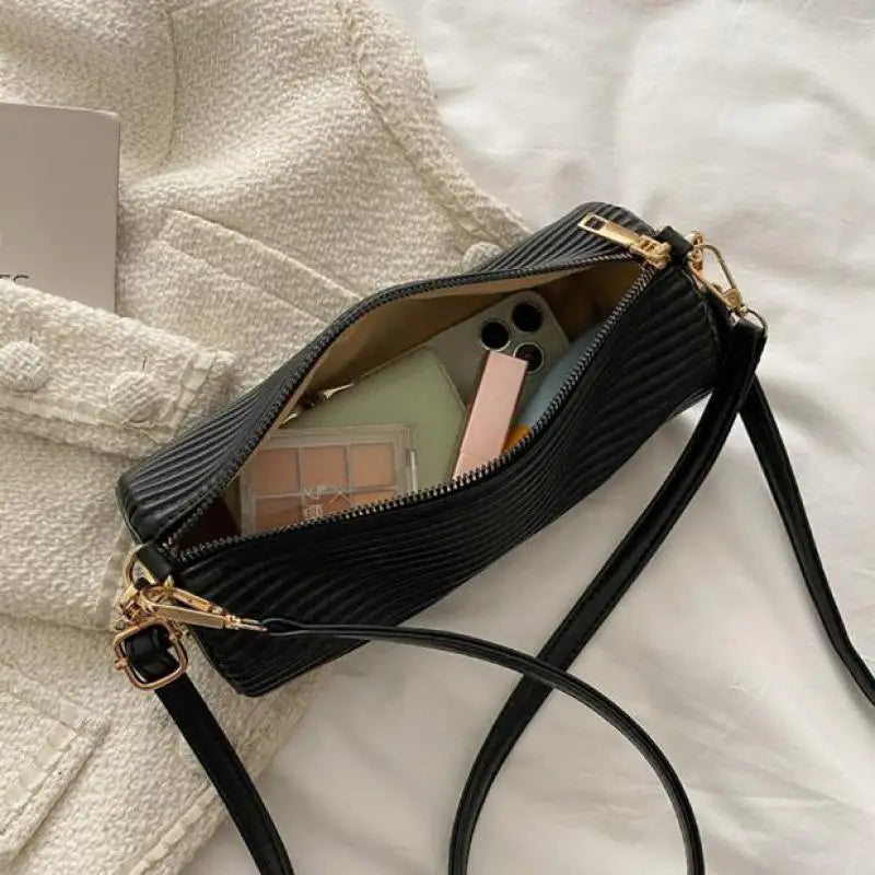 Striped Shoulder Bag PU Leather Handbag Spring Female Messenger