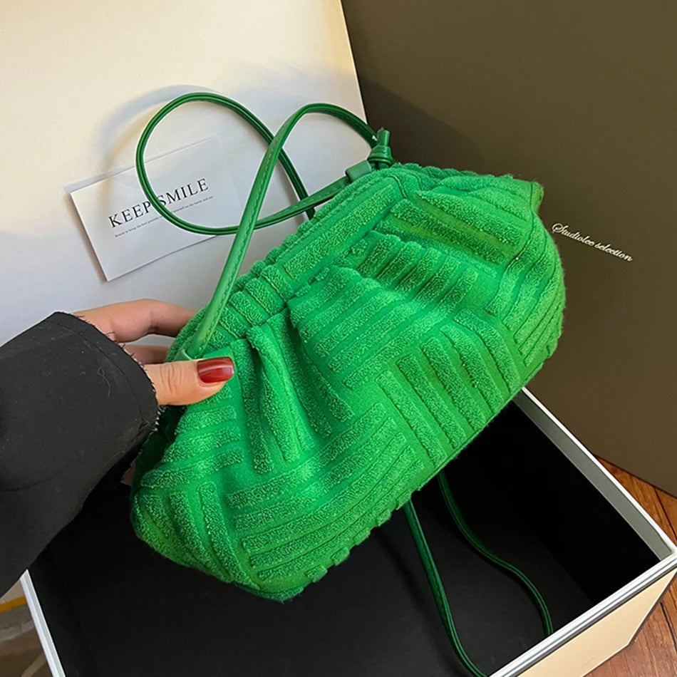 Women's Cloud Tote Bag Fall Striped Purse Handbag Lady Clutch