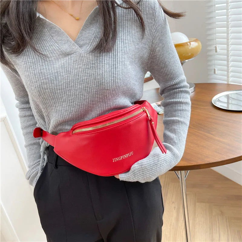 Women Leather Fanny Pack Belt Purse Crossbody Chest Bags