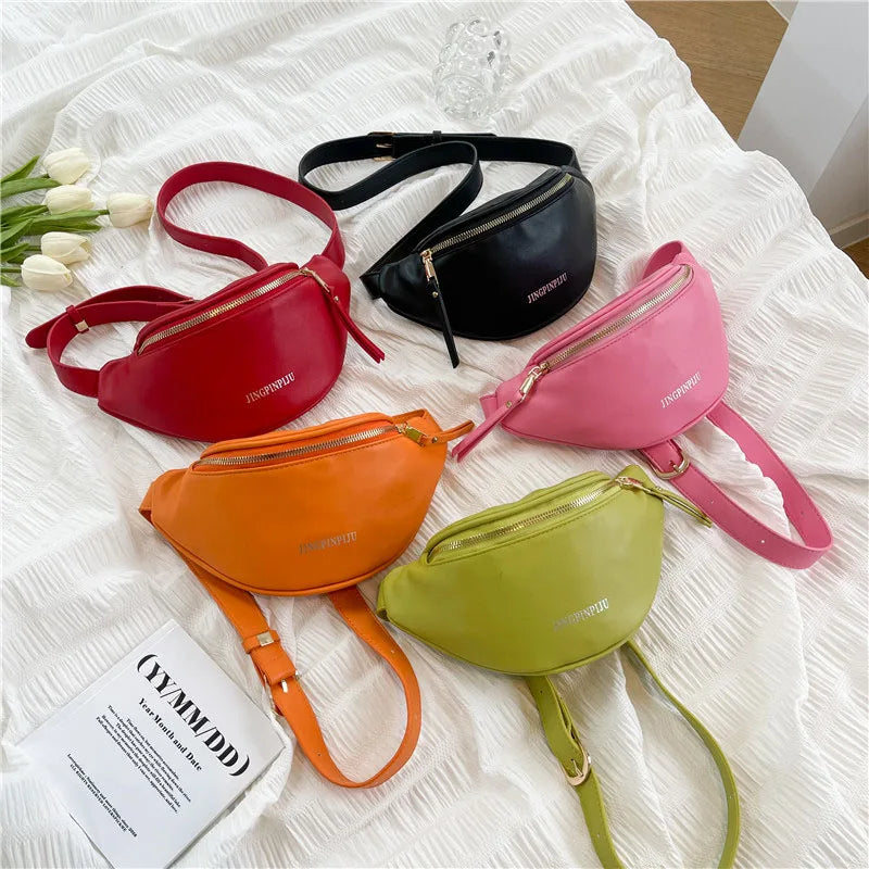 Women Leather Fanny Pack Belt Purse Crossbody Chest Bags