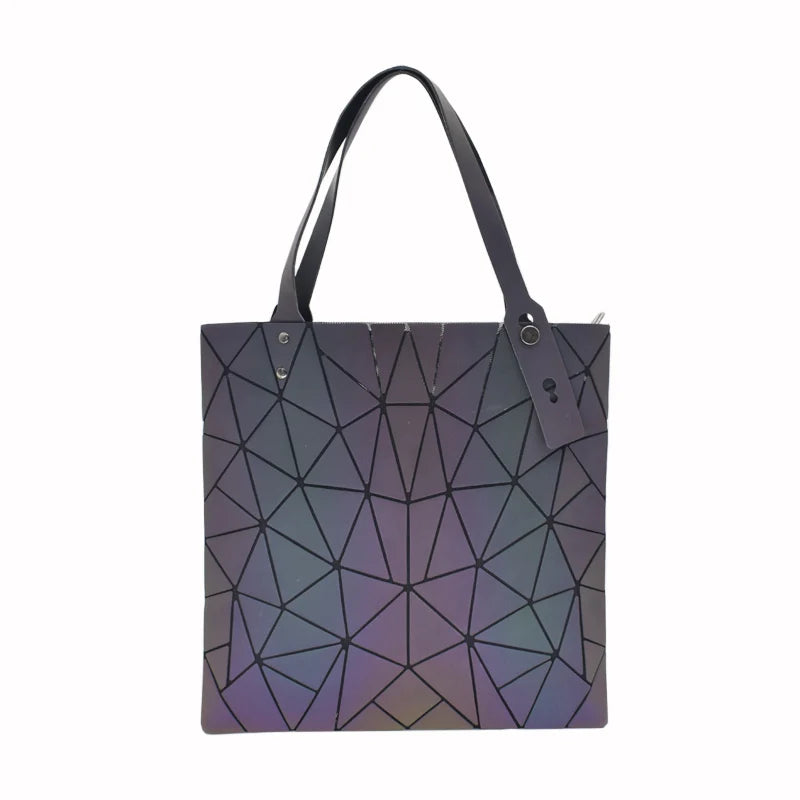 Geometric Luminous Shoulder Bags Holographic Foldable Messenger Bag