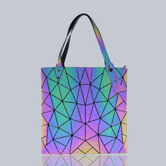 Geometric Luminous Shoulder Bags Holographic Foldable Messenger Bag