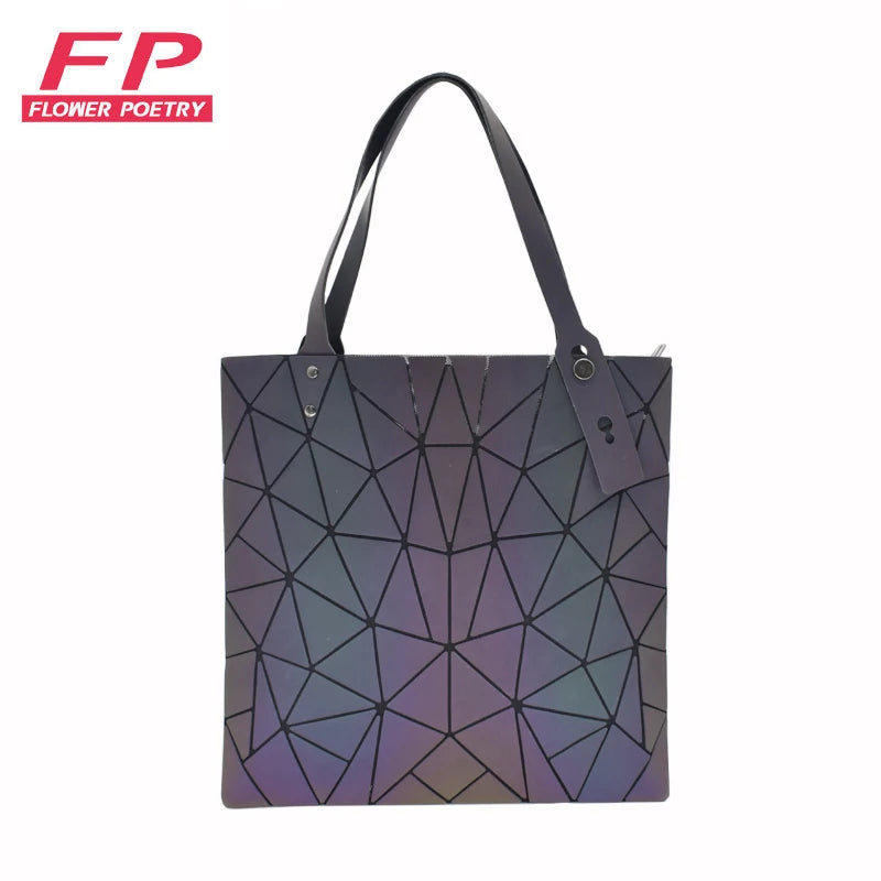 Geometric Luminous Shoulder Bags Holographic Foldable Messenger Bag
