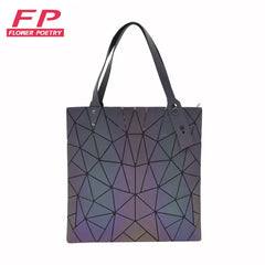 Geometric Luminous Shoulder Bags Holographic Foldable Messenger Bag