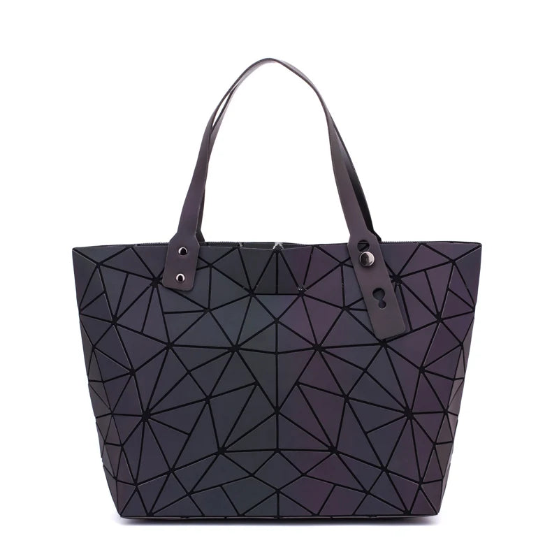 Geometric Luminous Shoulder Bags Holographic Foldable Messenger Bag