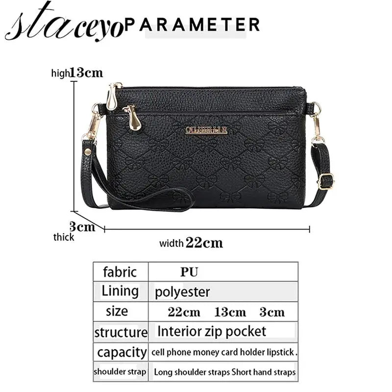Leather Cross Body Clutch Bag Women Shoulder Small Messenger Bag