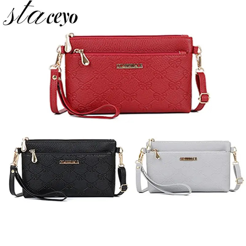 Leather Cross Body Clutch Bag Women Shoulder Small Messenger Bag