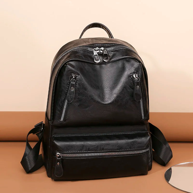 Cowhide Female Satchels Backpack Vintage Women Backpack Large Capacity