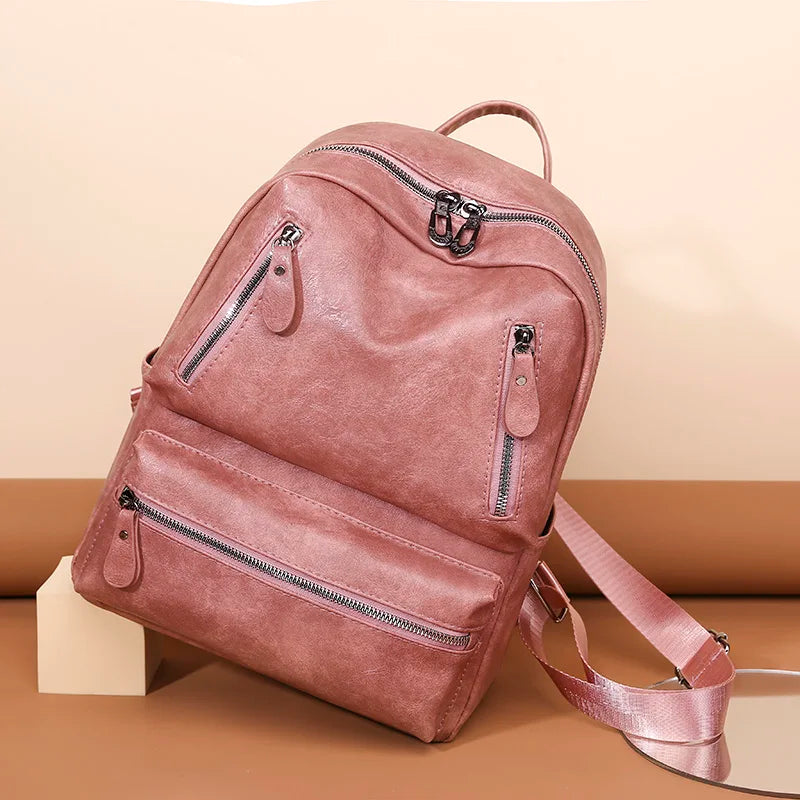 Cowhide Female Satchels Backpack Vintage Women Backpack Large Capacity