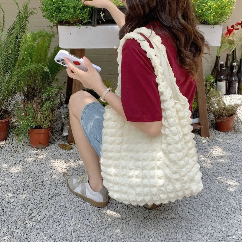 Pleated Women Shoulder Bags Large Capacity Underarm Bag