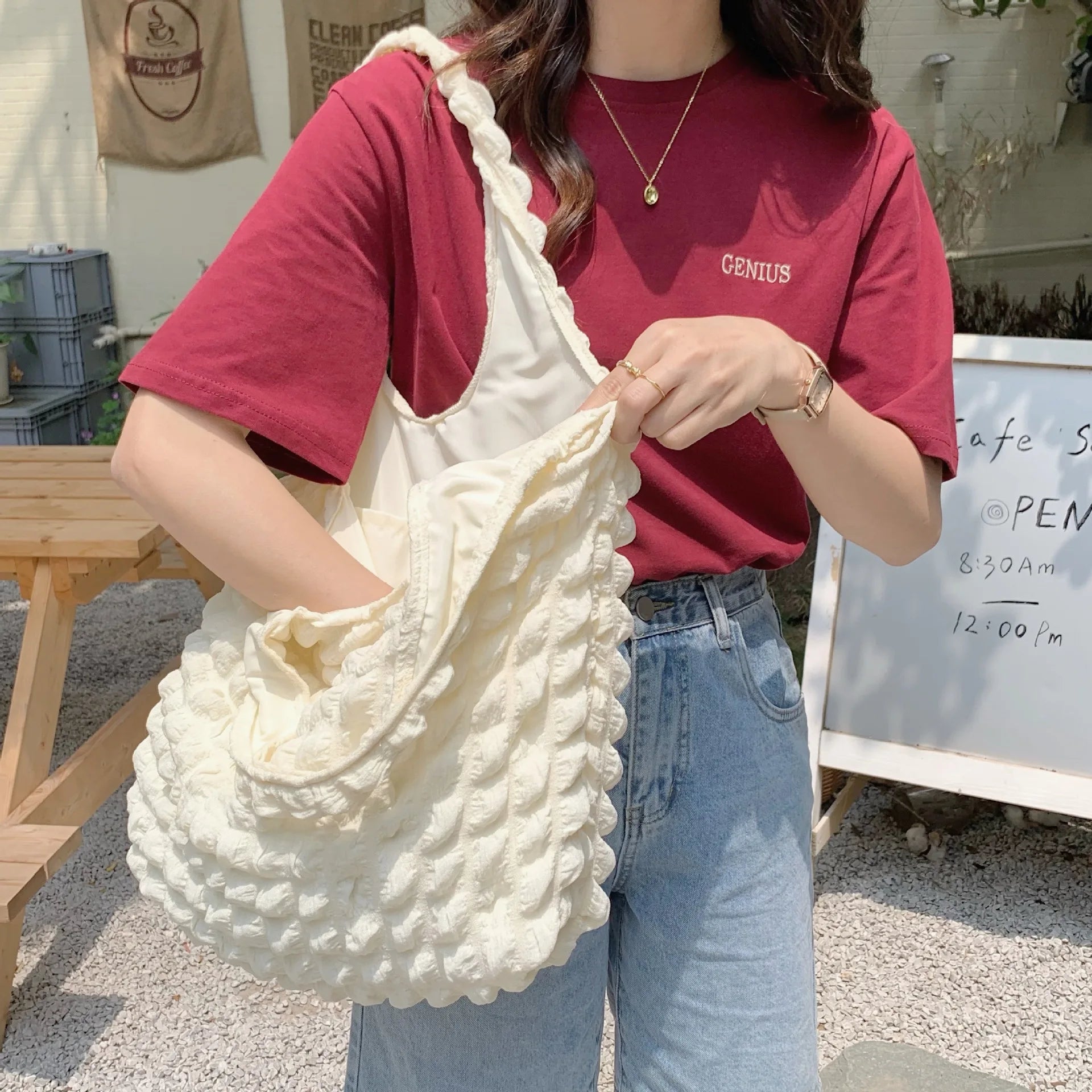 Pleated Women Shoulder Bags Large Capacity Underarm Bag