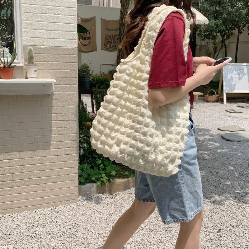 Pleated Women Shoulder Bags Large Capacity Underarm Bag