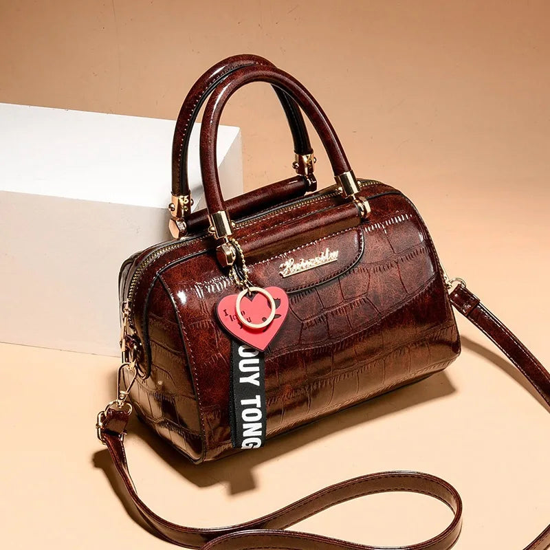 High PU Leather Croc Pattern Shoulder Bag for Women