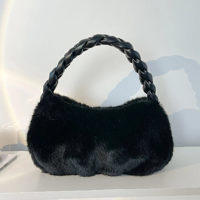 Winter Plush Handbags for Women - Casual Shoulder Bag